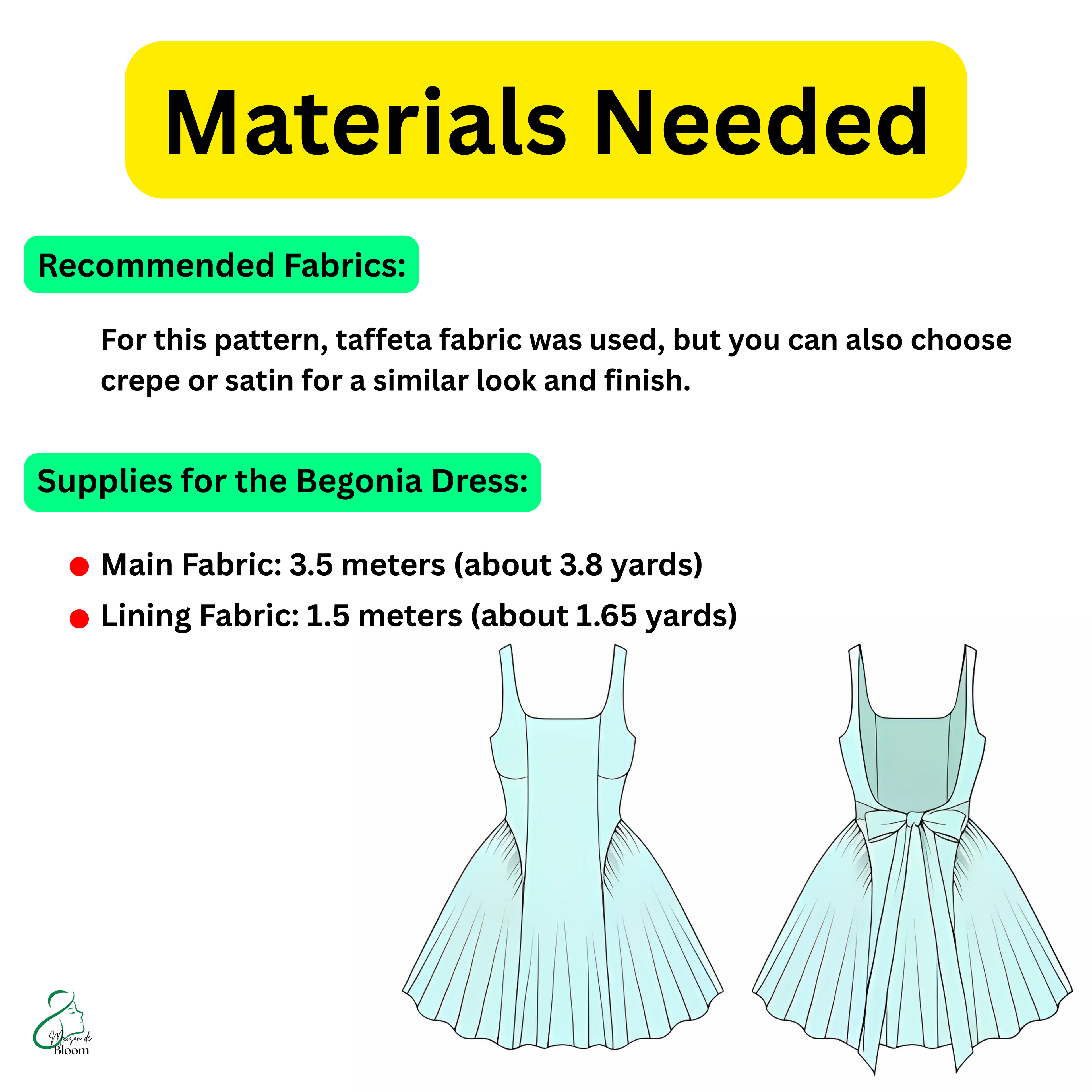 Elegant Begonia Dress Pattern - Maison de Bloom
